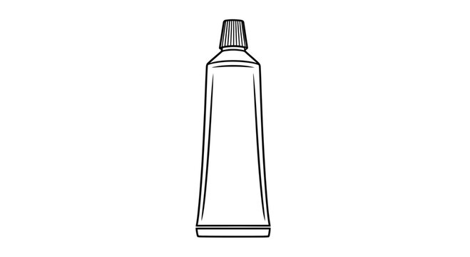 Outline drawing of a toothpaste tube on white background