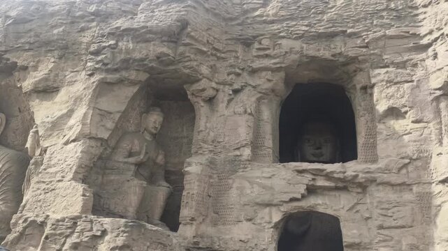 Ancient Buddhist Stone Carvings in Yungang Grottoes, Datong, China &ndash; UNESCO World Heritage Cave Sculptures