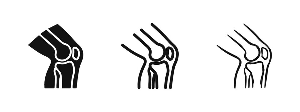 Knee joint anatomy icon set, orthopedic medicine human bone structure