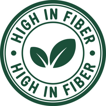 High Fiber Content Badge Design With Leaf Graphic Isolated