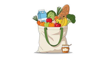 Fresh Groceries in a Tote Bag: Healthy Food Assortment © nia