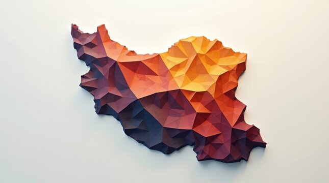 Mapa de Ir&aacute;n hecho de formas geom&eacute;tricas rellenas de textura colorida al &oacute;leo