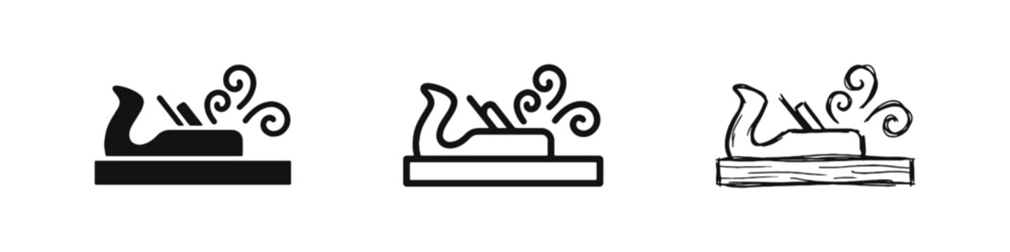 Woodworking planer icons representing carpentry and manual tool craft