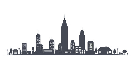 Naklejka premium Silhouette of city skyline with skyscrapers and buildings