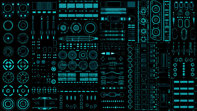 cyan hud interface pack a large collection of heads up display elements and futuristic ui controls high quality