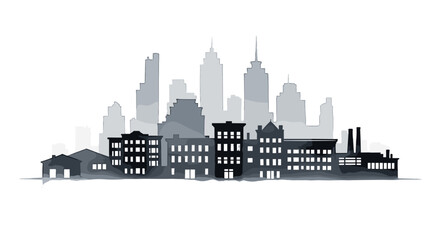 Obraz premium Silhouette of city skyline with skyscrapers and buildings