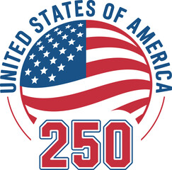 Naklejka premium United States of America Flag Basketball Jersey Number Two Fifty Logo Design