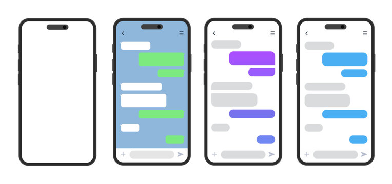 SNS・チャットアプリ風のDM画面のモックアップセット（スマホ・メッセージ画面）