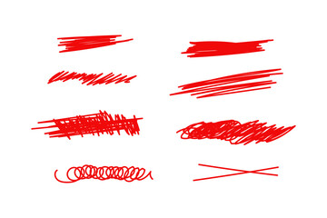Red Hand Drawn Scribble Shapes Set on White Background © Goran