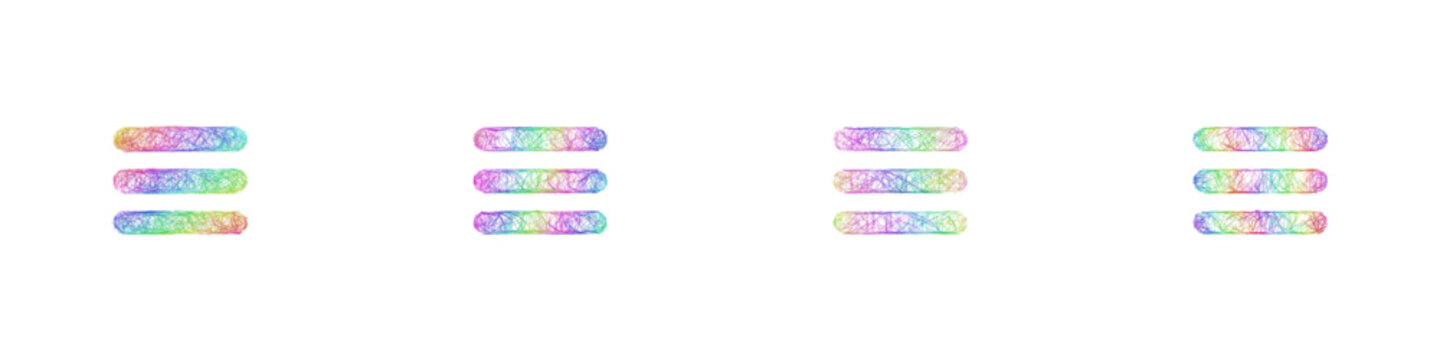 Rainbow color sketch menu button icon design set