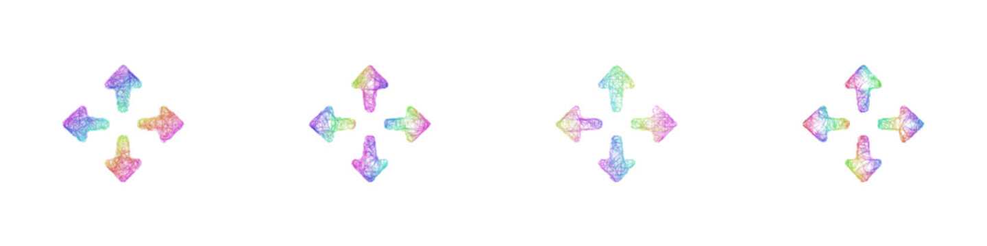 Multicolored sketch navigation arrows icon design set