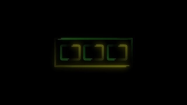 4k Seamless loop of three neon glowing frames animation on black background