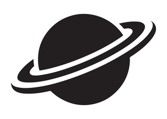 saturn logo silhouette vector, astronomy saturn planet logo silhouette vector illustration, ringed planet space logo vector, cosmic saturn planet logo silhouette design on white background © Adobe design