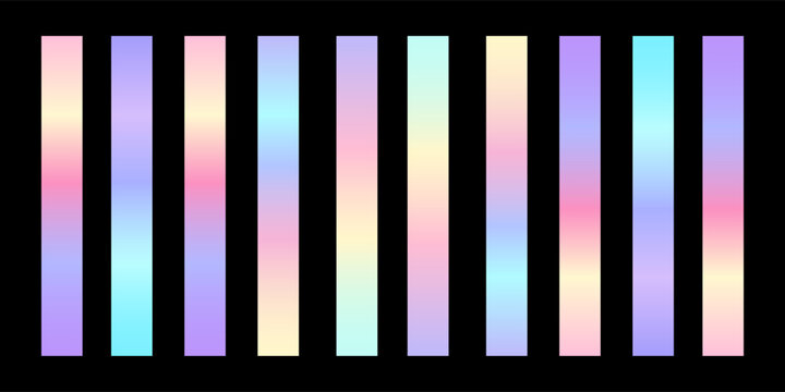 Iridescent holographic rainbow foil background with pastel pearlescent gradient metal texture