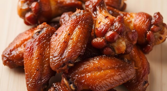 Delicious glazed chicken wings a close up of savory appetizing food
