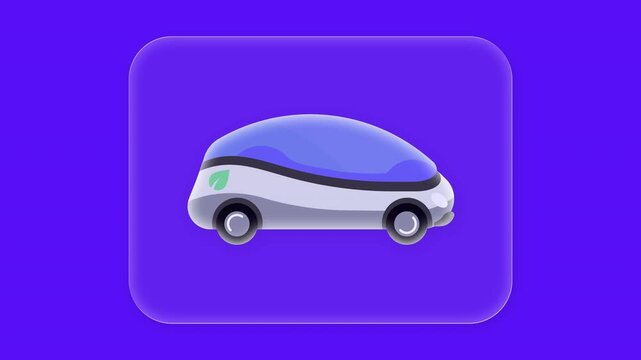 Futuristic electric vehicle with glass effect moving forward transparent background