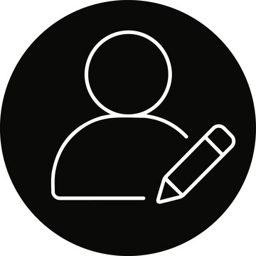 User profile edit silhouette icon, account edit symbol, avatar with pencil, transparent PNG
