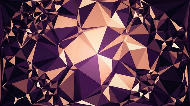 Abstract Geometric Low Poly Crystal Facet Background in Amethyst Purple and Rose Gold for Luxury Cosmetic Jewelry and Premium App Design