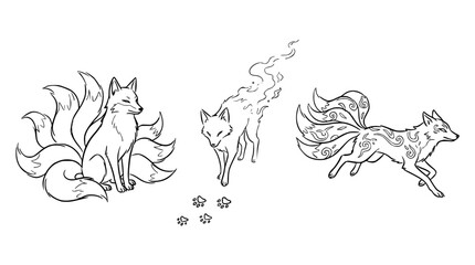 Obraz premium Mystical Foxes Traversing Their Enchanted Wilderness Realm