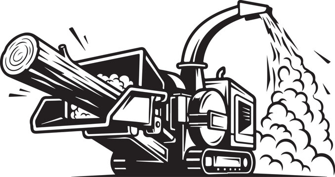 Industrial wood chipper machine, heavy duty chipper, wood processing equipment, logging tool