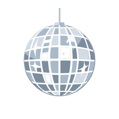 Obraz premium Shiny disco ball reflecting light, party decoration, isolated on white background