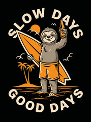 Obraz premium Smiling sloth in orange shorts standing.