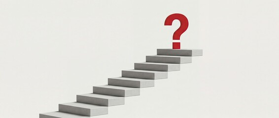 Obraz premium Business growth uncertainty concept with staircase and question mark