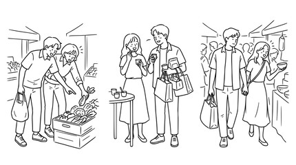Obraz premium Couple Shopping Together at a Local Market