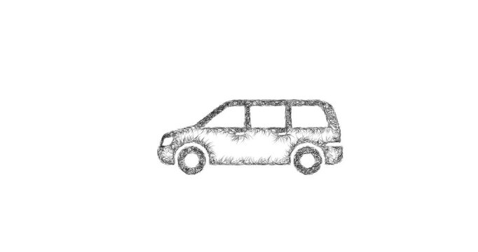 Sketch minivan icon animation - smooth progressive reveal