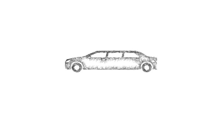 Sketch limousine icon animation - smooth progressive reveal