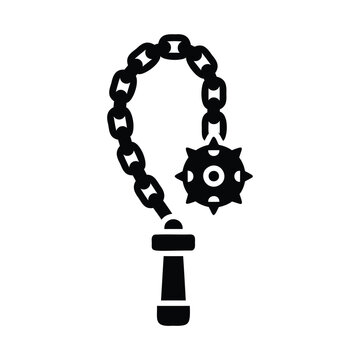 Black silhouette of a flail weapon medieval mace