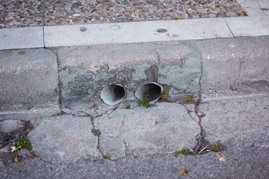 Gutters on the sidewalk