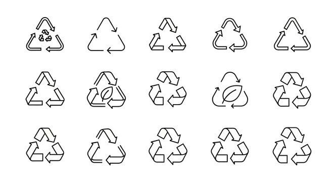 Collection of recycling symbols a visual guide to sustainable material management and environmental responsibility