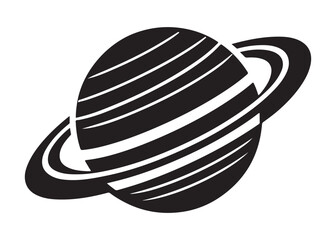 saturn logo silhouette vector, astronomy saturn planet logo silhouette vector illustration, ringed planet space logo vector, cosmic saturn planet logo silhouette design on white background © Adobe design
