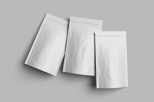 Top View 3 Pouch Packaging Mockup