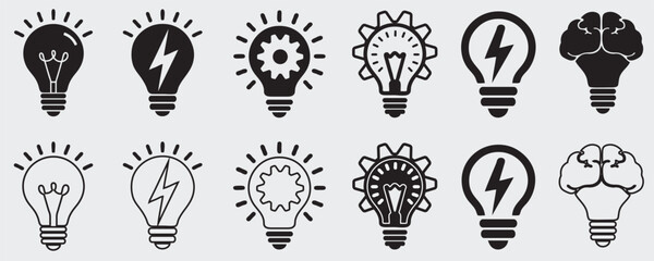 Idea lightbulb icon. Inspiration creativity lamp vector icon collection. EPS 10 © ExtremeStockBD
