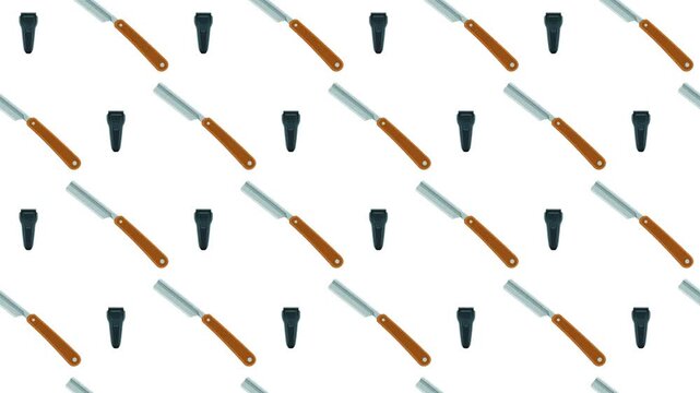 Electric Shaver and Straight Razor Seamless Pattern Background, grooming and barber shop concept.