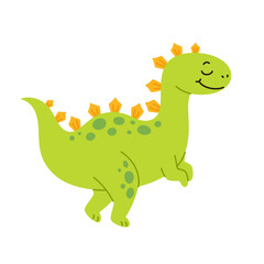 Fototapeta premium A green dinosaur with a friendly smile. Perfect for stickers, children's books, and playful branding.