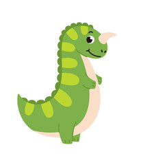Fototapeta premium A cute dinosaur with a friendly expression. Perfect for children's designs, educational materials, and playful illustrations.