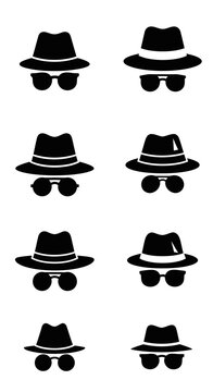 Anonymous Figures Silhouette, Secret Agent Disguise, Mystery Identity Icons