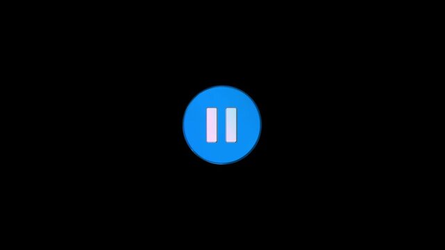 3D Pause button icon animation for media player. 3D pause button icon video motion animation. Play Pause stop media player button icon with hand pressing animation. Pause button sign icon animation