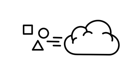 Obraz premium Abstract geometric shapes and a cloud icon in a minimalist vector composition.