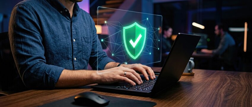 Cybersecurity awareness training session office environment digital presentation remote work interactive learning data protection concepts