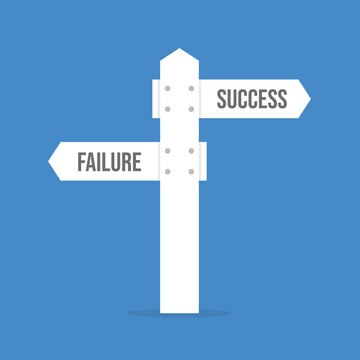 Success vs Failure Direction Sign Concept, Decision Making Path, Business Choice Strategy Illustration