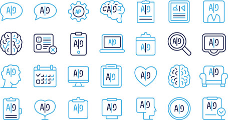 Fototapeta premium Brain and education icons set for graphic design and web design symbols vector illustration.