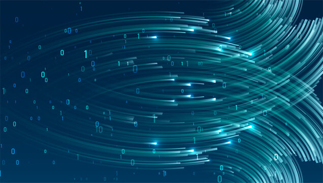 Abstract digital wave of binary code representing big data flowing. Graphic concept for design