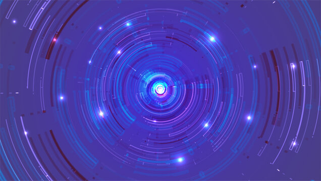 Abstract big data visualization. Light circles with sparks. Graphic concept for design