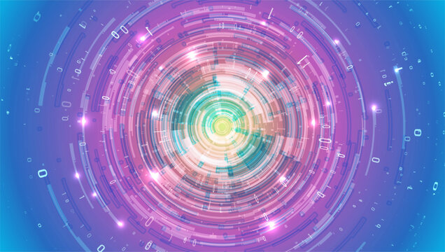 Abstract big data visualization. Light circles with sparks. Graphic concept for design