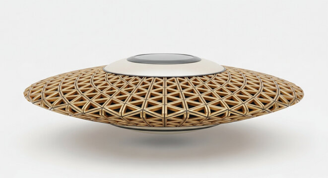 Futuristic parametric architectural pavilion with geometric lattice structure representing modern design innovation and advanced computational architecture concept