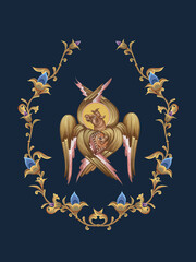 Obraz premium Luke the Evangelist physician symbol. Decorative vintage floral illustration in Byzantine style